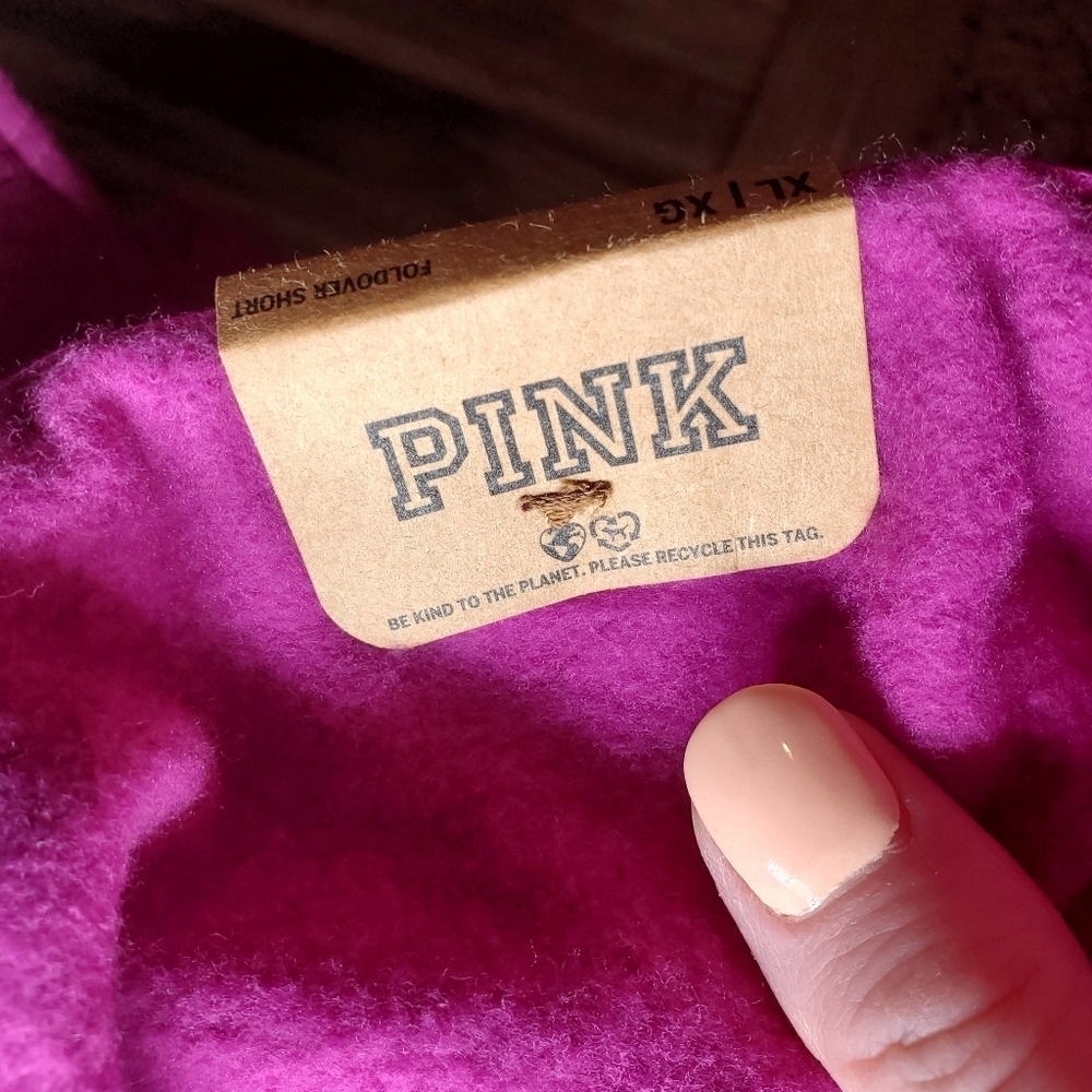 NWT PINK Victoria's Secret Dahlia Magenta Pink Foldover Sweat Shorts Size XL - Picture 14 of 16